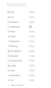 Wszystkie pola w mojej tabeli wydatków